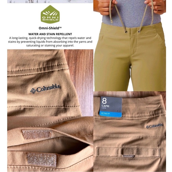 NEW COLUMBIA Anytime Outdoor Capri Pants Brown Size 8 Women’s - Picture 3 of 16